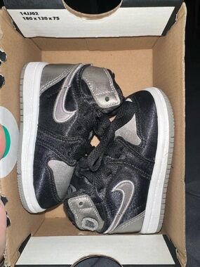 Nike Kids Black and Silver High-Top Sneakers with Gray Sole